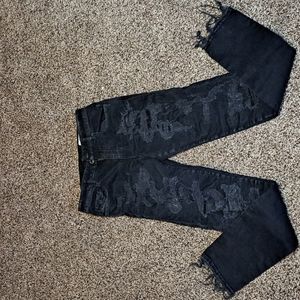 Diesel Ladies Black Distress Jeans W26-L32 Regular straight Regular waist